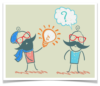 A semi-stick figure asking a question to another semi-stick figure. 