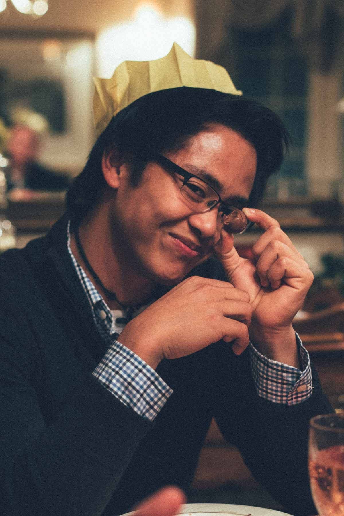 Boy wearing glasses.